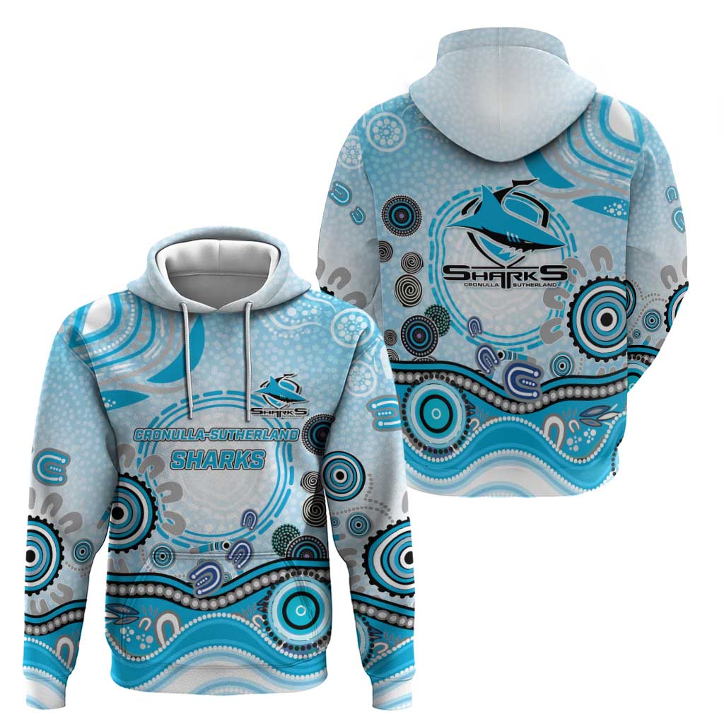 Cronulla Sutherland Sharks Rugby Hoodie Australian Aboriginal Dot Painting Style