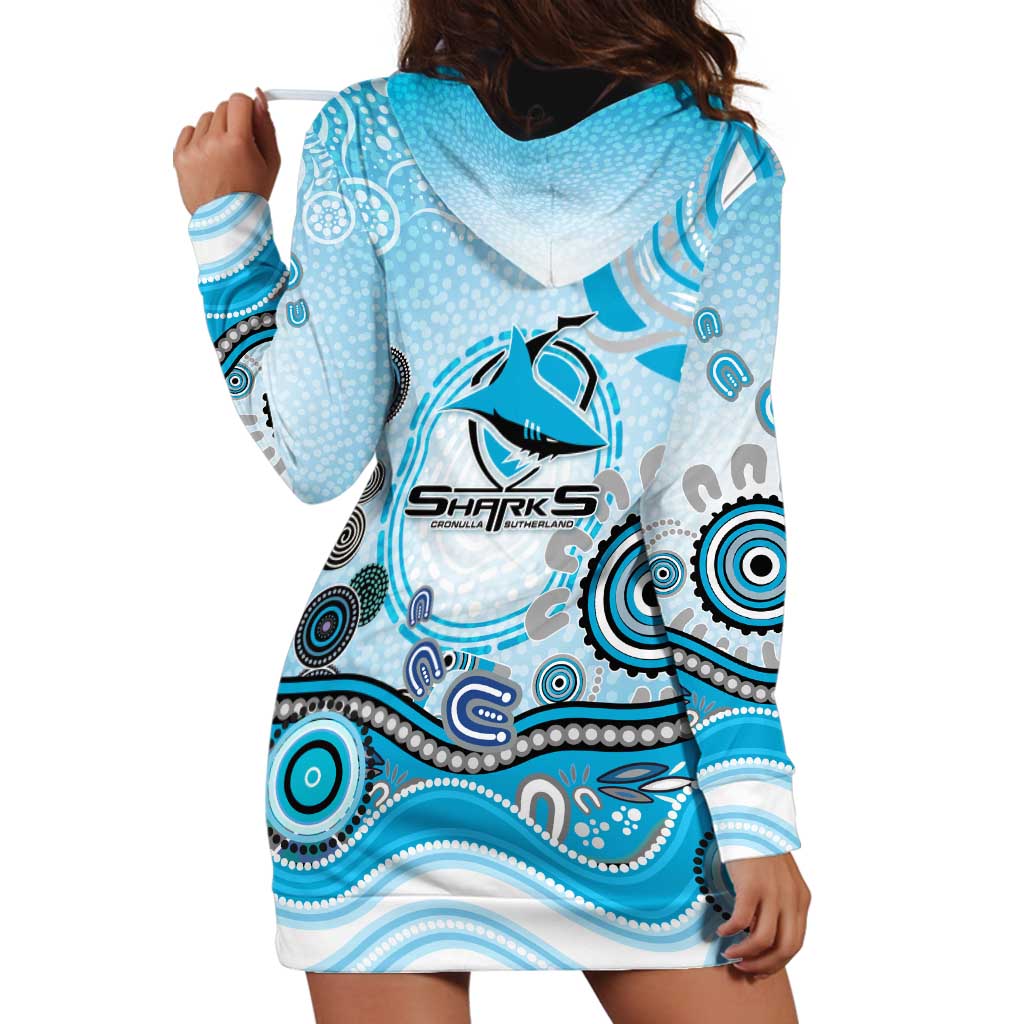 Cronulla Sutherland Sharks Rugby Hoodie Dress Australian Aboriginal Dot Painting Style