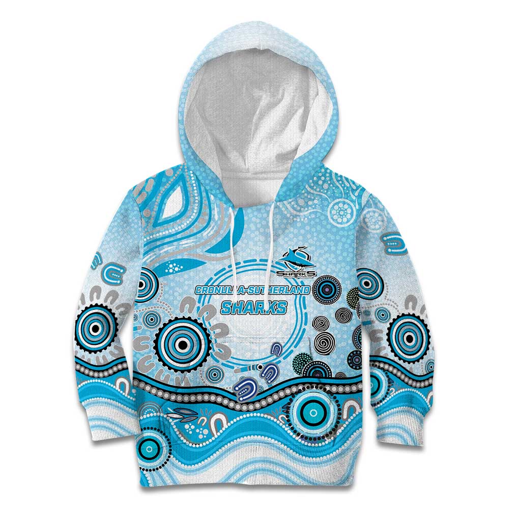 Cronulla Sutherland Sharks Rugby Kid Hoodie Australian Aboriginal Dot Painting Style