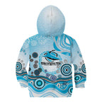 Cronulla Sutherland Sharks Rugby Kid Hoodie Australian Aboriginal Dot Painting Style