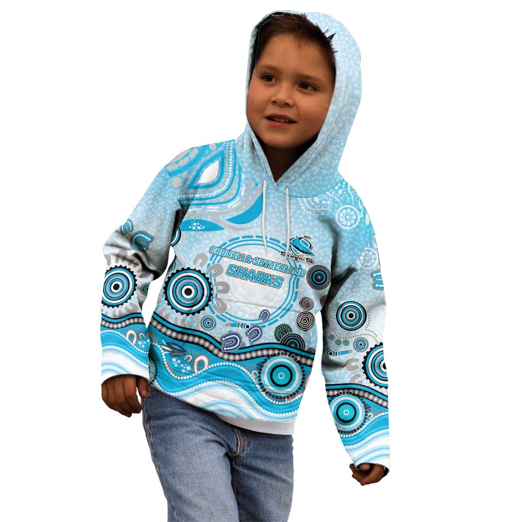 Cronulla Sutherland Sharks Rugby Kid Hoodie Australian Aboriginal Dot Painting Style