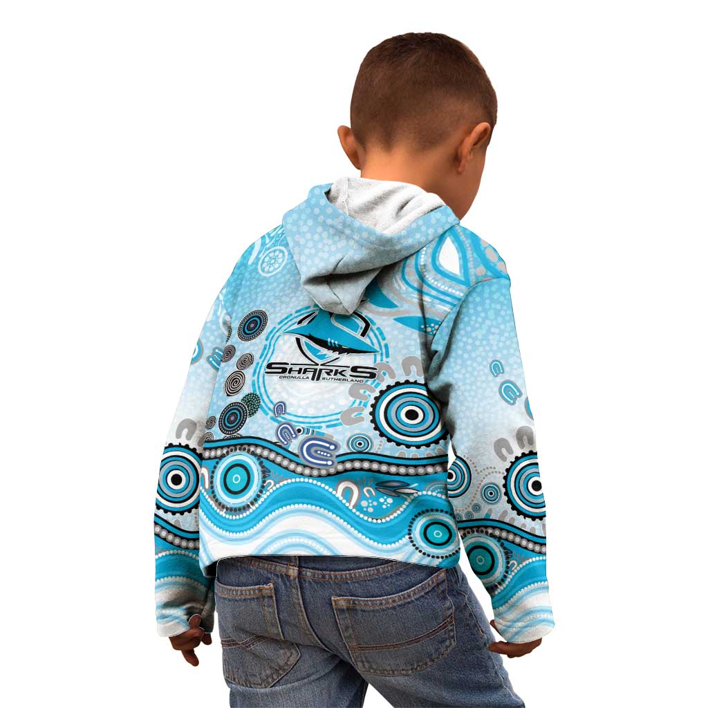 Cronulla Sutherland Sharks Rugby Kid Hoodie Australian Aboriginal Dot Painting Style