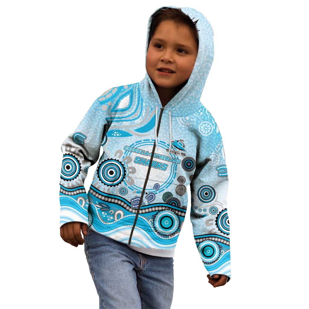Cronulla Sutherland Sharks Rugby Kid Hoodie Australian Aboriginal Dot Painting Style