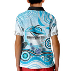 Cronulla Sutherland Sharks Rugby Kid Polo Shirt Australian Aboriginal Dot Painting Style