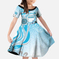 Cronulla Sutherland Sharks Rugby Kid Short Sleeve Dress Australian Aboriginal Dot Painting Style