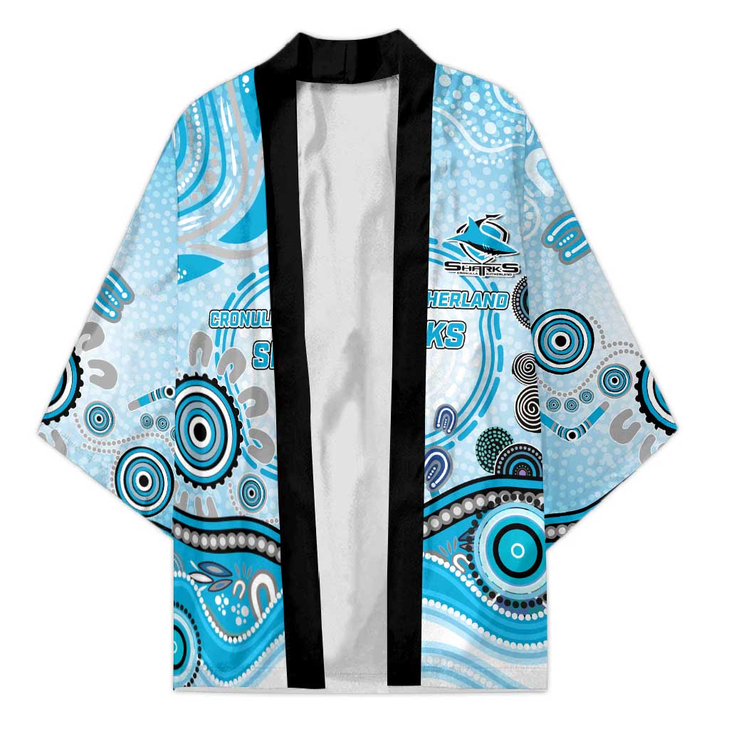 Cronulla Sutherland Sharks Rugby Kimono Australian Aboriginal Dot Painting Style