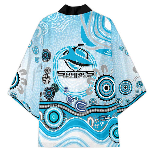 Cronulla Sutherland Sharks Rugby Kimono Australian Aboriginal Dot Painting Style