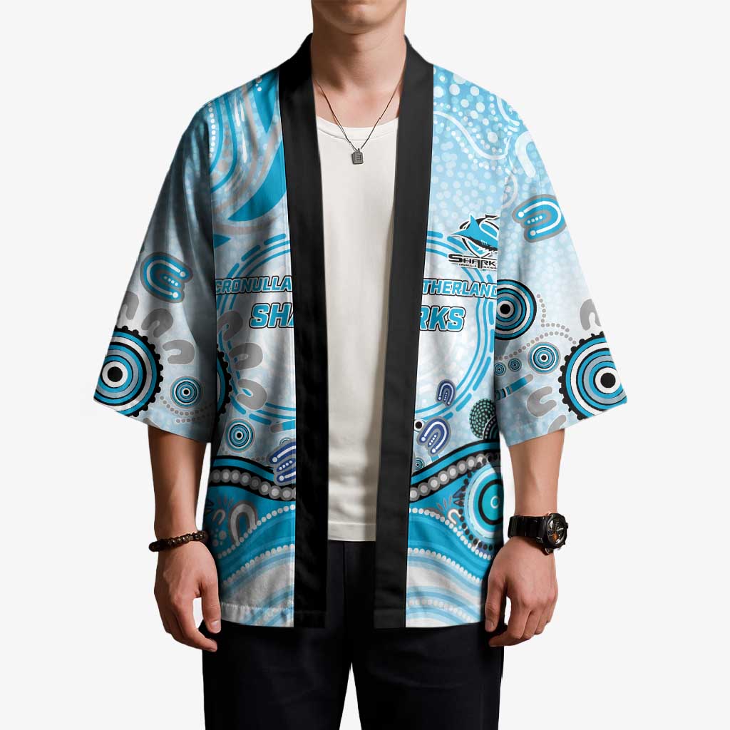 Cronulla Sutherland Sharks Rugby Kimono Australian Aboriginal Dot Painting Style