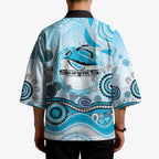 Cronulla Sutherland Sharks Rugby Kimono Australian Aboriginal Dot Painting Style