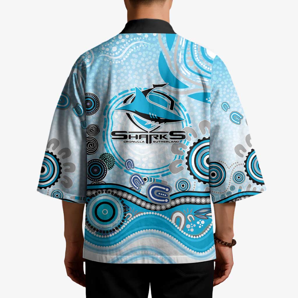 Cronulla Sutherland Sharks Rugby Kimono Australian Aboriginal Dot Painting Style