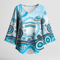Cronulla Sutherland Sharks Rugby Kimono Sleeve Blouse Australian Aboriginal Dot Painting Style