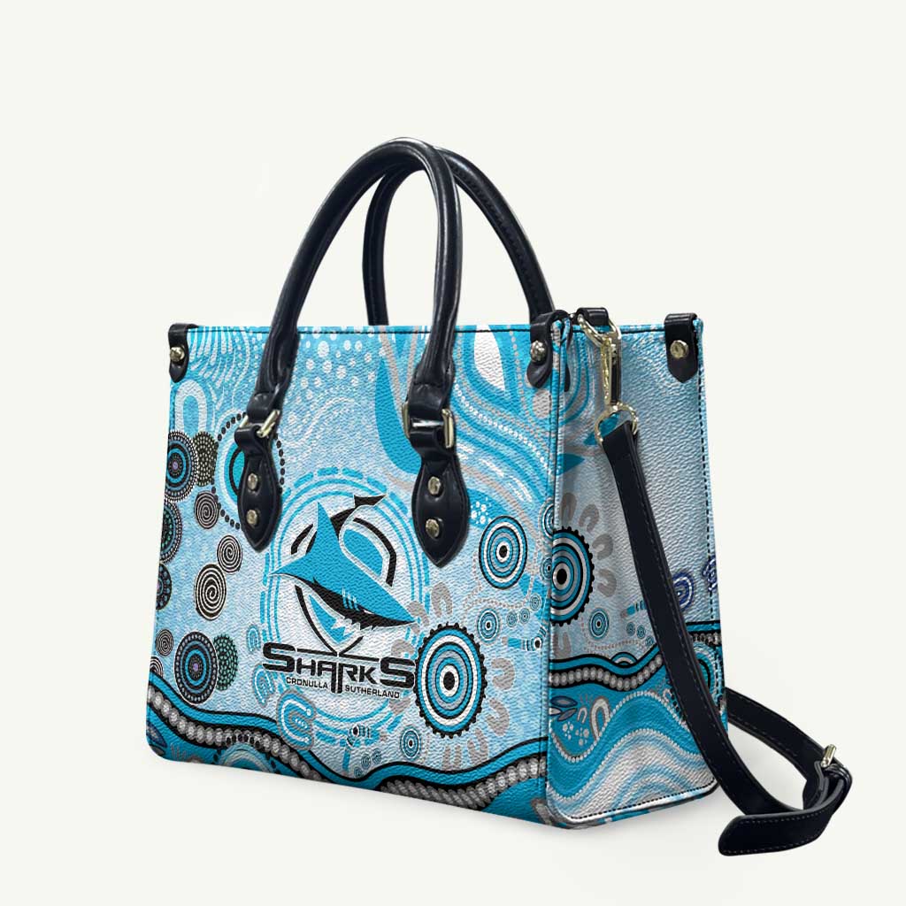 Cronulla Sutherland Sharks Rugby Leather Bag Australian Aboriginal Dot Painting Style