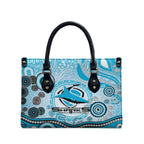 Cronulla Sutherland Sharks Rugby Leather Bag Australian Aboriginal Dot Painting Style