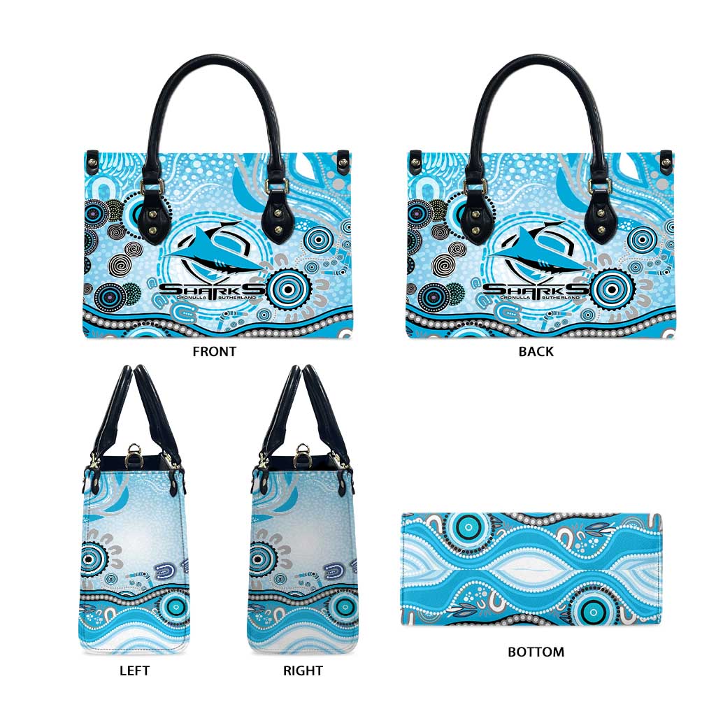 Cronulla Sutherland Sharks Rugby Leather Bag Australian Aboriginal Dot Painting Style
