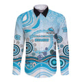 Cronulla Sutherland Sharks Rugby Long Sleeve Button Shirt Australian Aboriginal Dot Painting Style