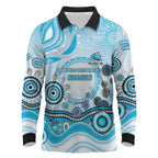 Cronulla Sutherland Sharks Rugby Long Sleeve Polo Shirt Australian Aboriginal Dot Painting Style