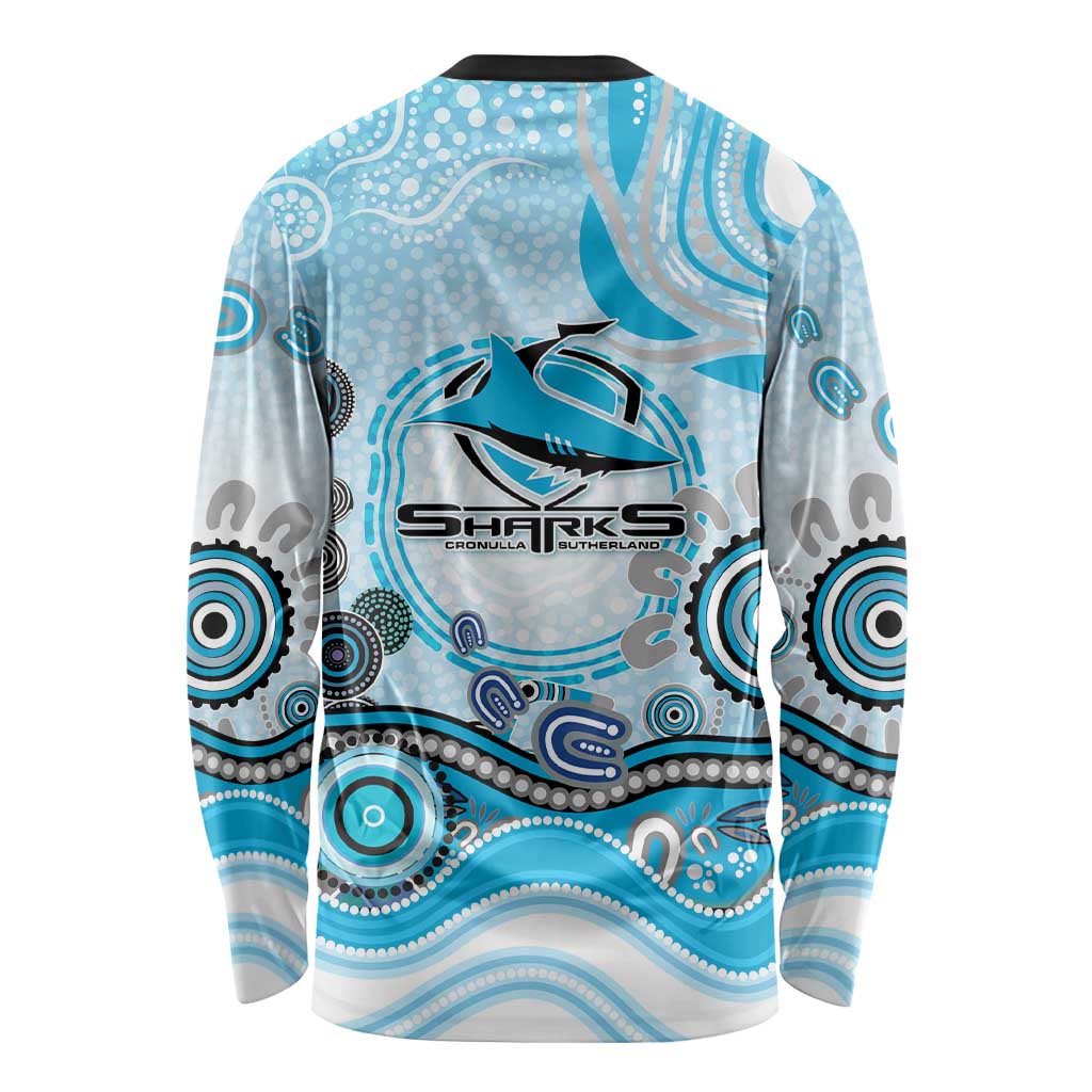 Cronulla Sutherland Sharks Rugby Long Sleeve Shirt Australian Aboriginal Dot Painting Style