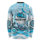 Cronulla Sutherland Sharks Rugby Long Sleeve Shirt Australian Aboriginal Dot Painting Style