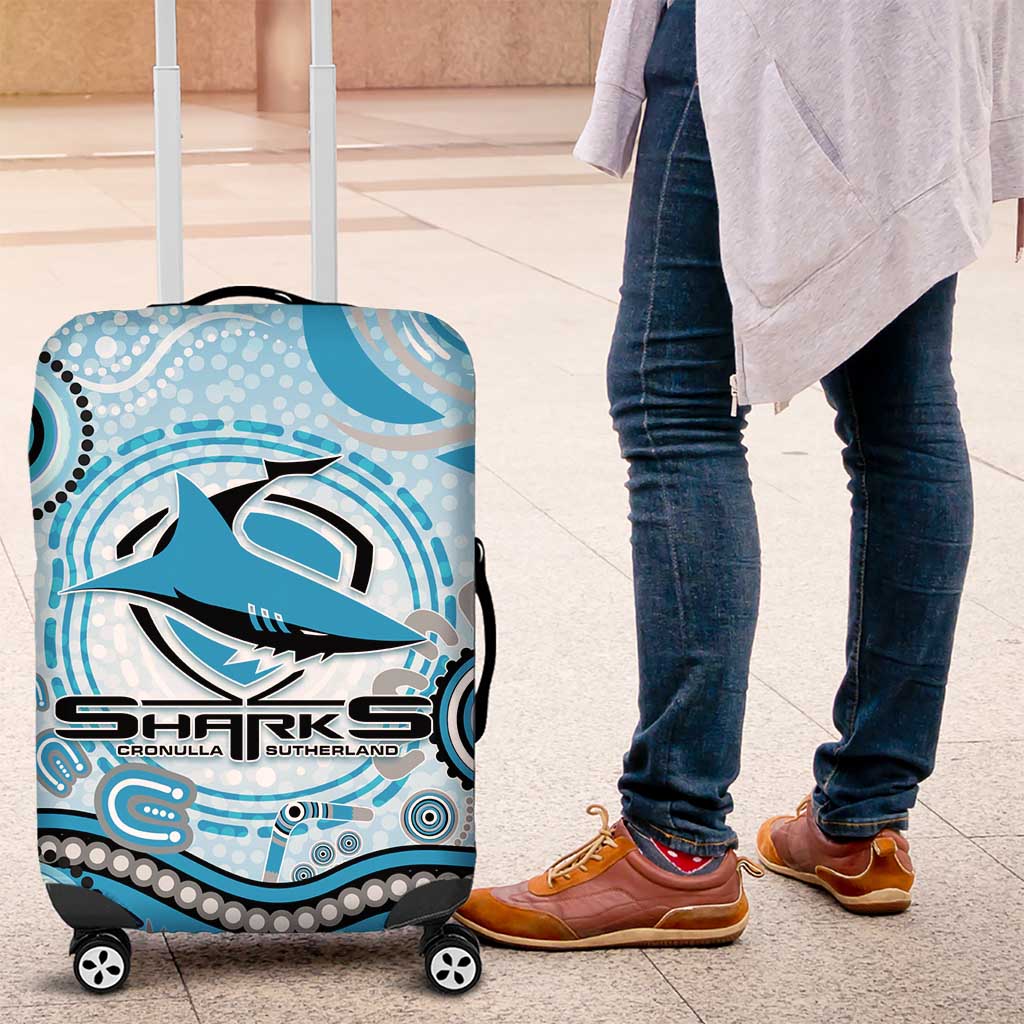 Cronulla Sutherland Sharks Rugby Luggage Cover Australian Aboriginal Dot Painting Style