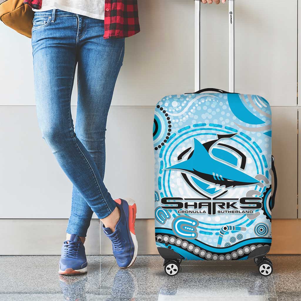 Cronulla Sutherland Sharks Rugby Luggage Cover Australian Aboriginal Dot Painting Style