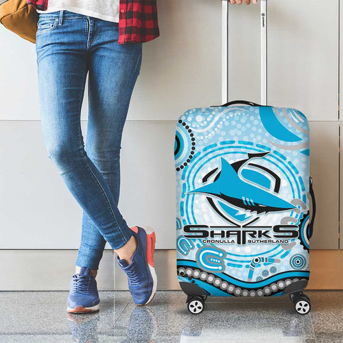 Cronulla Sutherland Sharks Rugby Luggage Cover Australian Aboriginal Dot Painting Style