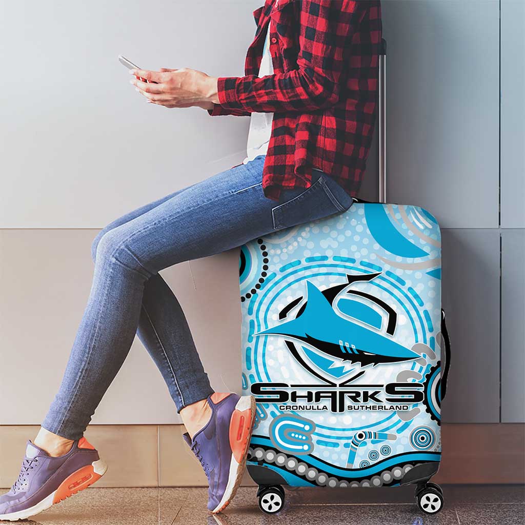 Cronulla Sutherland Sharks Rugby Luggage Cover Australian Aboriginal Dot Painting Style