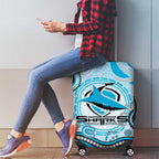 Cronulla Sutherland Sharks Rugby Luggage Cover Australian Aboriginal Dot Painting Style