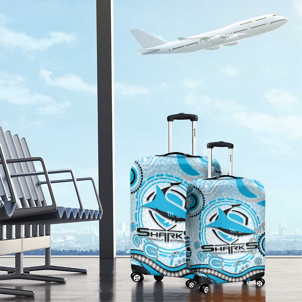 Cronulla Sutherland Sharks Rugby Luggage Cover Australian Aboriginal Dot Painting Style