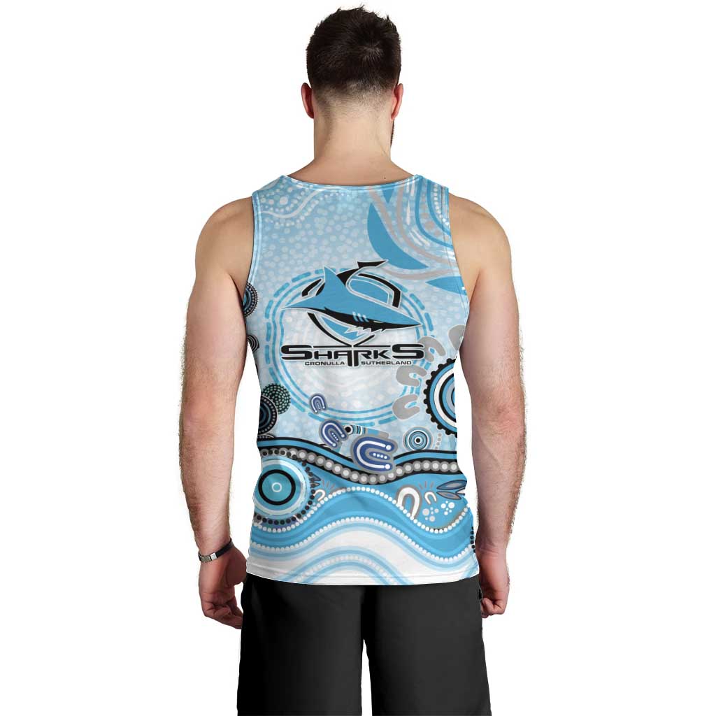 Cronulla Sutherland Sharks Rugby Men Tank Top Australian Aboriginal Dot Painting Style