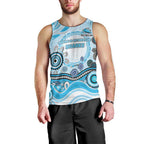 Cronulla Sutherland Sharks Rugby Men Tank Top Australian Aboriginal Dot Painting Style