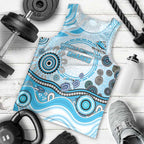 Cronulla Sutherland Sharks Rugby Men Tank Top Australian Aboriginal Dot Painting Style