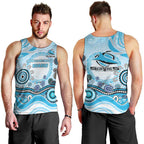 Cronulla Sutherland Sharks Rugby Men Tank Top Australian Aboriginal Dot Painting Style