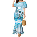Cronulla Sutherland Sharks Rugby Mermaid Dress Australian Aboriginal Dot Painting Style