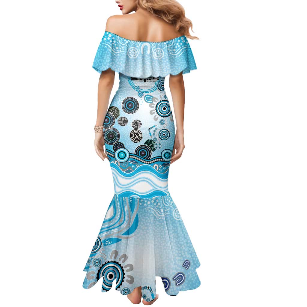 Cronulla Sutherland Sharks Rugby Mermaid Dress Australian Aboriginal Dot Painting Style
