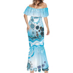 Cronulla Sutherland Sharks Rugby Mermaid Dress Australian Aboriginal Dot Painting Style