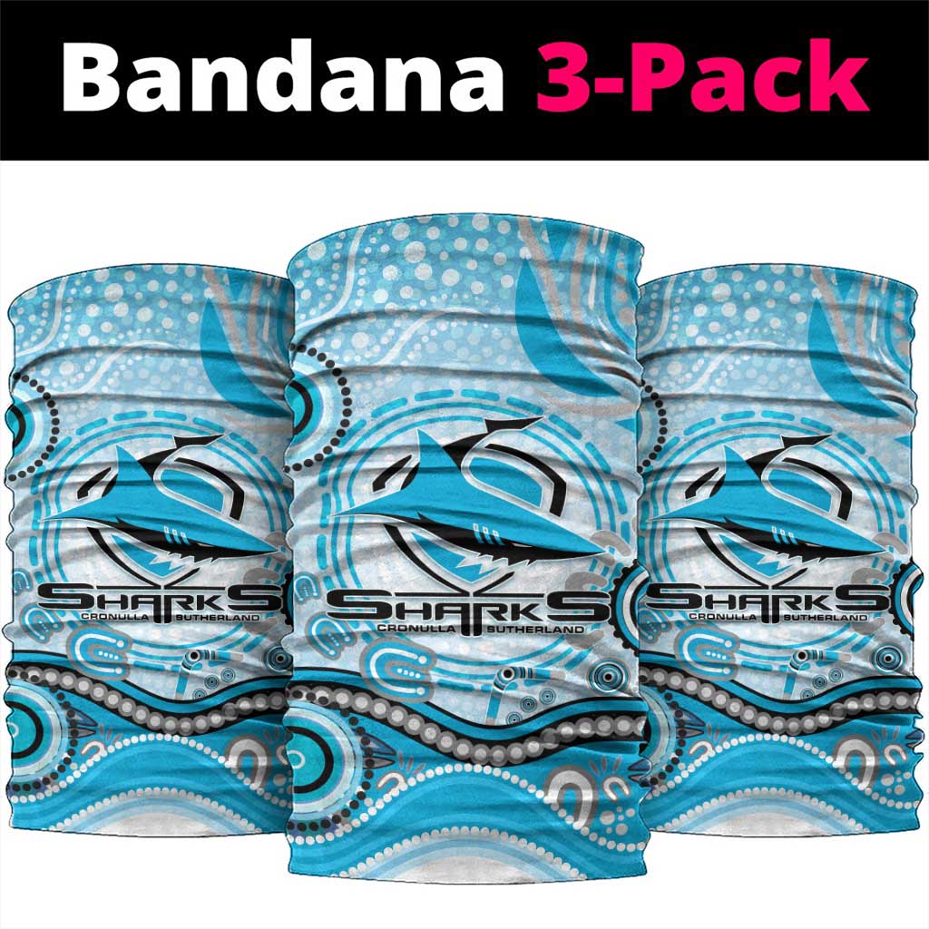 Cronulla Sutherland Sharks Rugby Neck Gaiter Australian Aboriginal Dot Painting Style