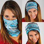 Cronulla Sutherland Sharks Rugby Neck Gaiter Australian Aboriginal Dot Painting Style
