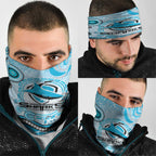 Cronulla Sutherland Sharks Rugby Neck Gaiter Australian Aboriginal Dot Painting Style