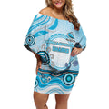 Cronulla Sutherland Sharks Rugby Off Shoulder Short Dress Australian Aboriginal Dot Painting Style