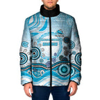 Cronulla Sutherland Sharks Rugby Padded Jacket Australian Aboriginal Dot Painting Style