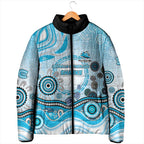 Cronulla Sutherland Sharks Rugby Padded Jacket Australian Aboriginal Dot Painting Style