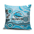 Cronulla Sutherland Sharks Rugby Pillow Cover Australian Aboriginal Dot Painting Style