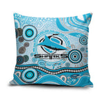 Cronulla Sutherland Sharks Rugby Pillow Cover Australian Aboriginal Dot Painting Style