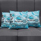Cronulla Sutherland Sharks Rugby Pillow Cover Australian Aboriginal Dot Painting Style
