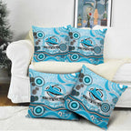 Cronulla Sutherland Sharks Rugby Pillow Cover Australian Aboriginal Dot Painting Style