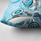 Cronulla Sutherland Sharks Rugby Pillow Cover Australian Aboriginal Dot Painting Style
