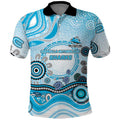 Cronulla Sutherland Sharks Rugby Polo Shirt Australian Aboriginal Dot Painting Style