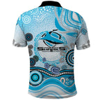 Cronulla Sutherland Sharks Rugby Polo Shirt Australian Aboriginal Dot Painting Style