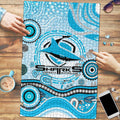 Cronulla Sutherland Sharks Rugby Puzzle Australian Aboriginal Dot Painting Style