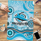 Cronulla Sutherland Sharks Rugby Puzzle Australian Aboriginal Dot Painting Style